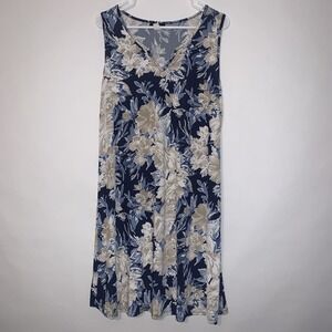 Espresso Floral Dress Y2K Women's Size 16 V-Neck Print Sleeveless Nature